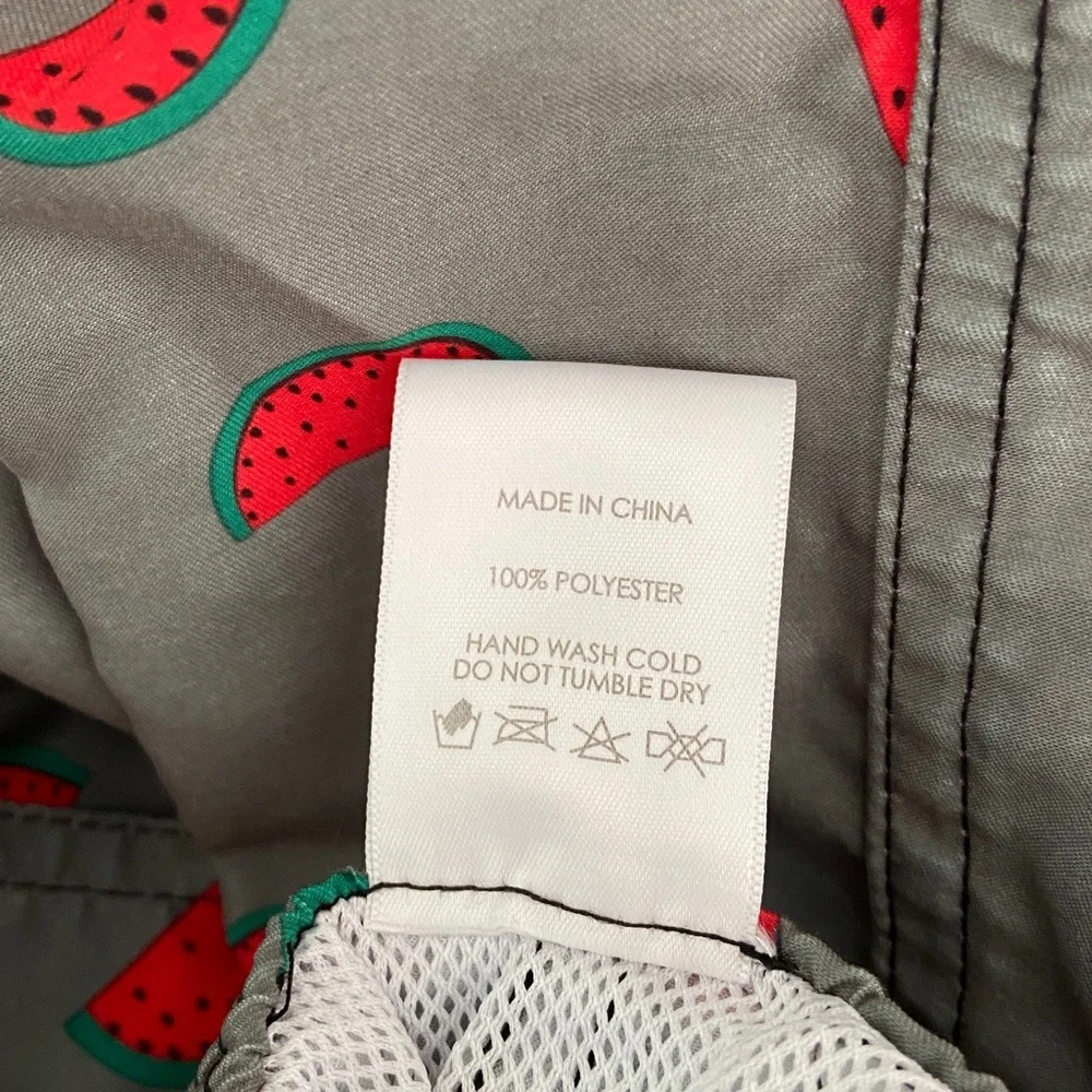 Kurt Creation Francaise Gray Watermelon Print Mens Swim Shorts Size L